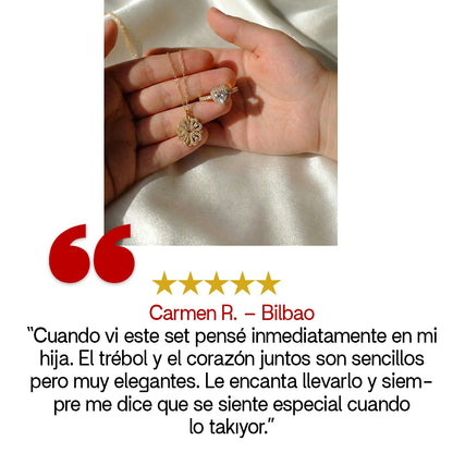 “Para Mi Hija” – Collar Trébol con Anillo Corazón
