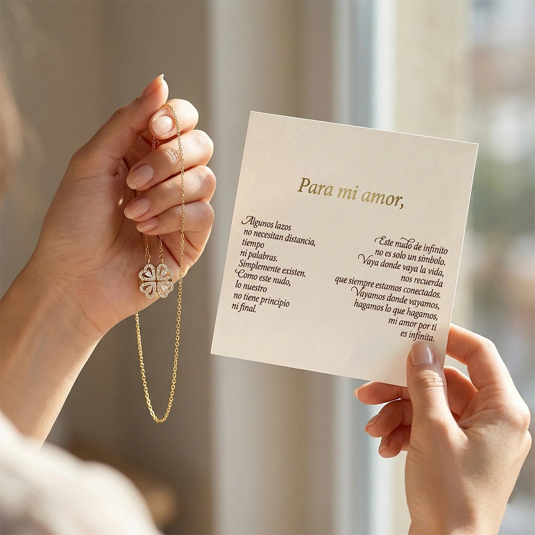 “Para Mi Amor” Collar Trébol con Anillo Corazón