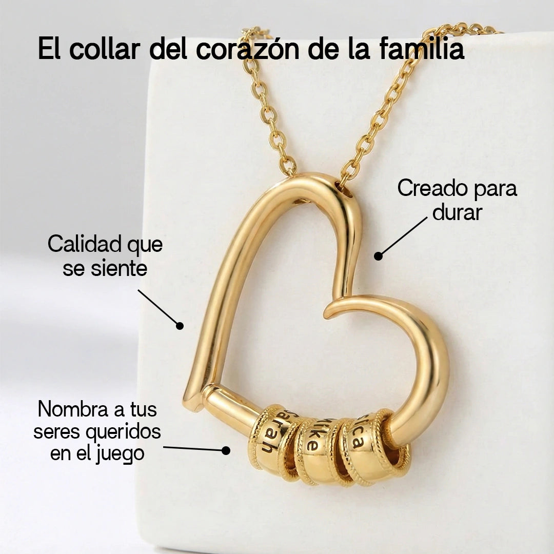 “Para Mi Esposa” Collar Corazón con un Nombre en Cada Cuenta