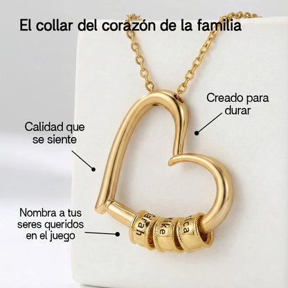“Para Mi Esposa” Collar Corazón con un Nombre en Cada Cuenta