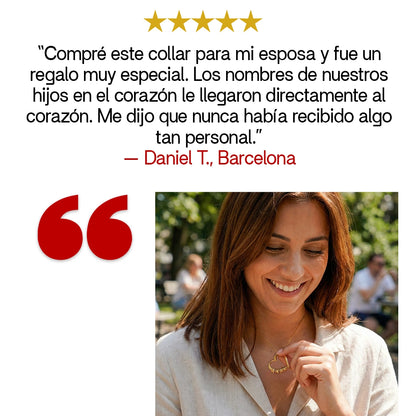 “Para Mi Esposa” Collar Corazón con un Nombre en Cada Cuenta