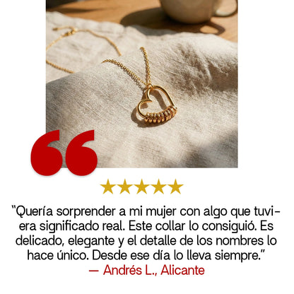 “Para Mi Esposa” Collar Corazón con un Nombre en Cada Cuenta