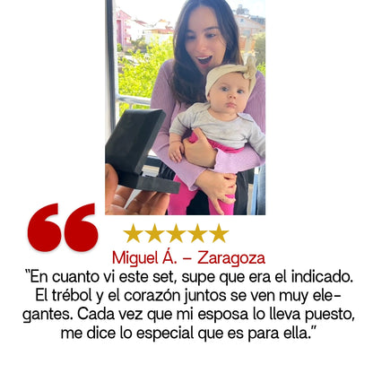 “Para Mi Amor” Collar Trébol con Anillo Corazón